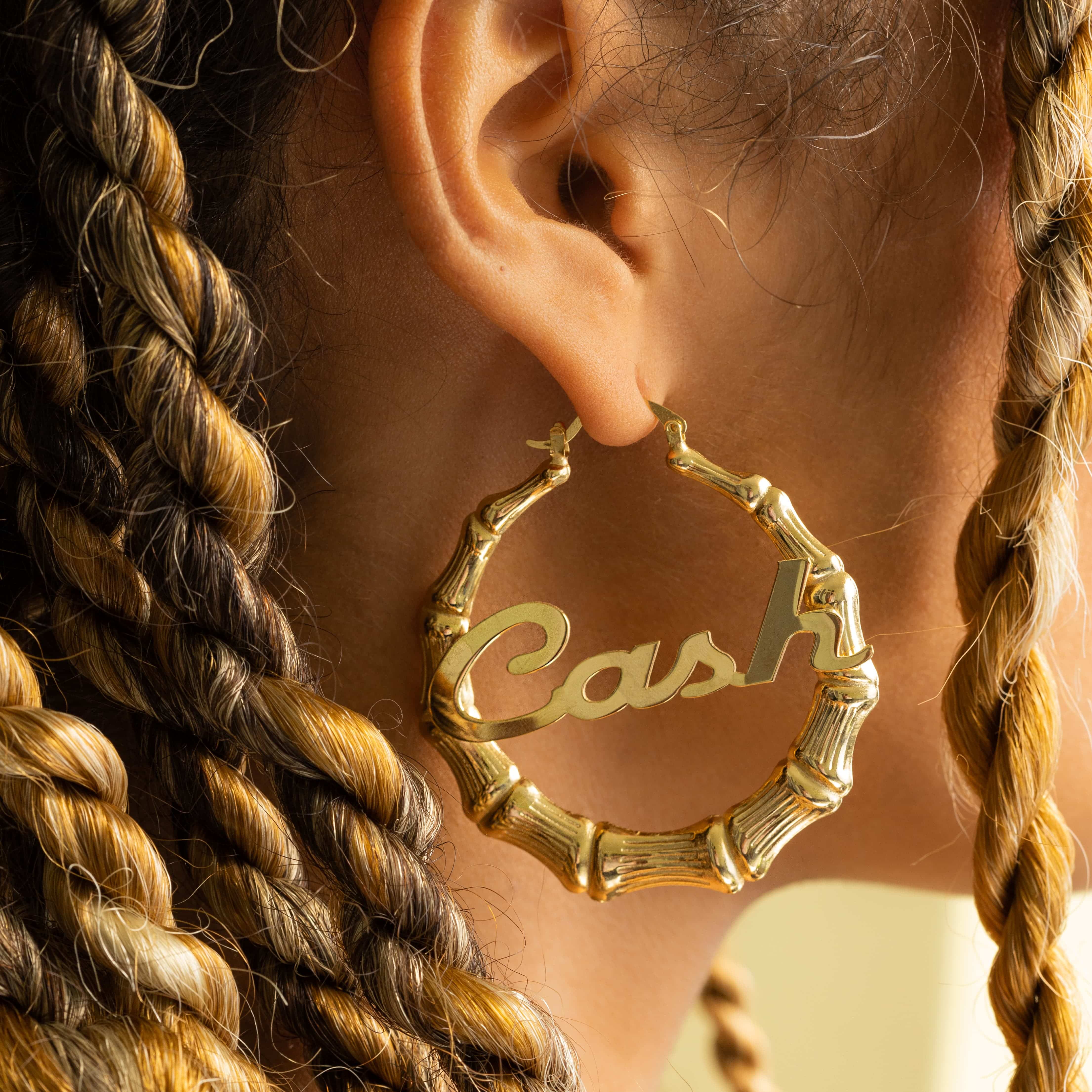 Classic Bamboo Name Earrings - Image 4