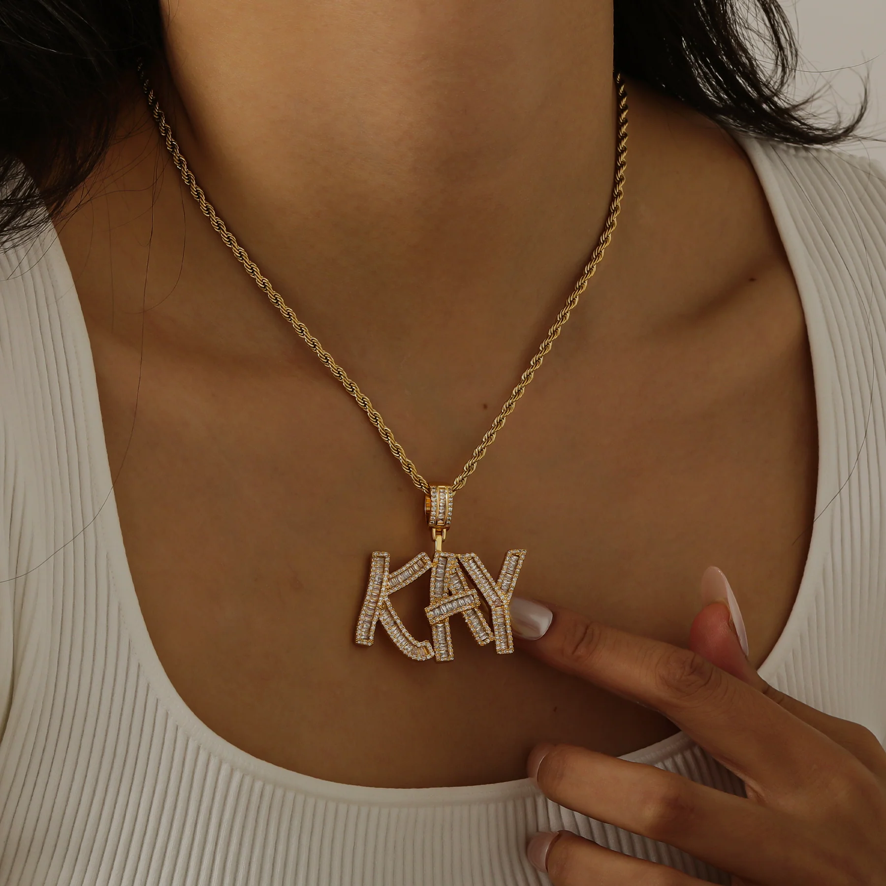 Iced Out Baguette Name Pendant - Image 4