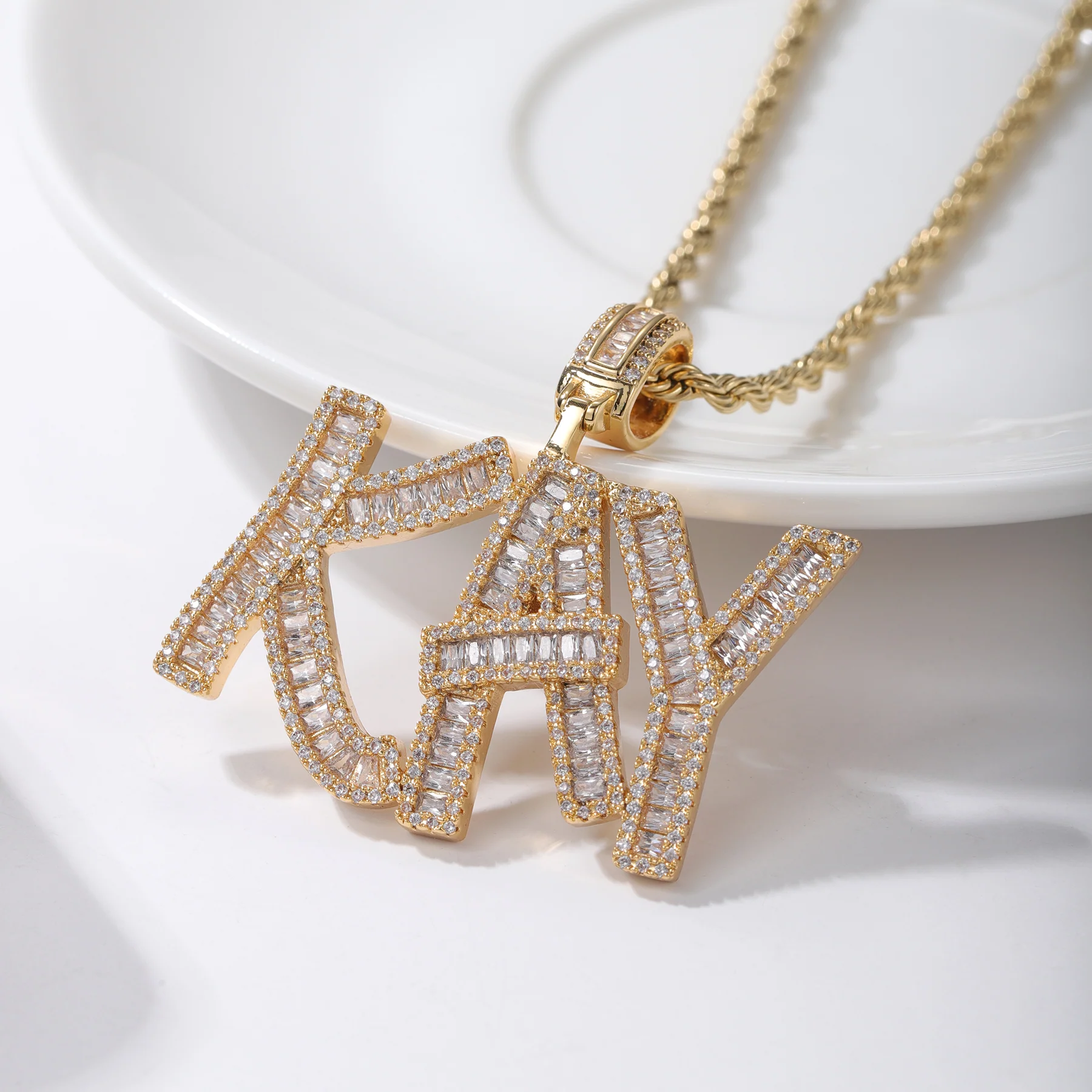 Iced Out Baguette Name Pendant - Image 5