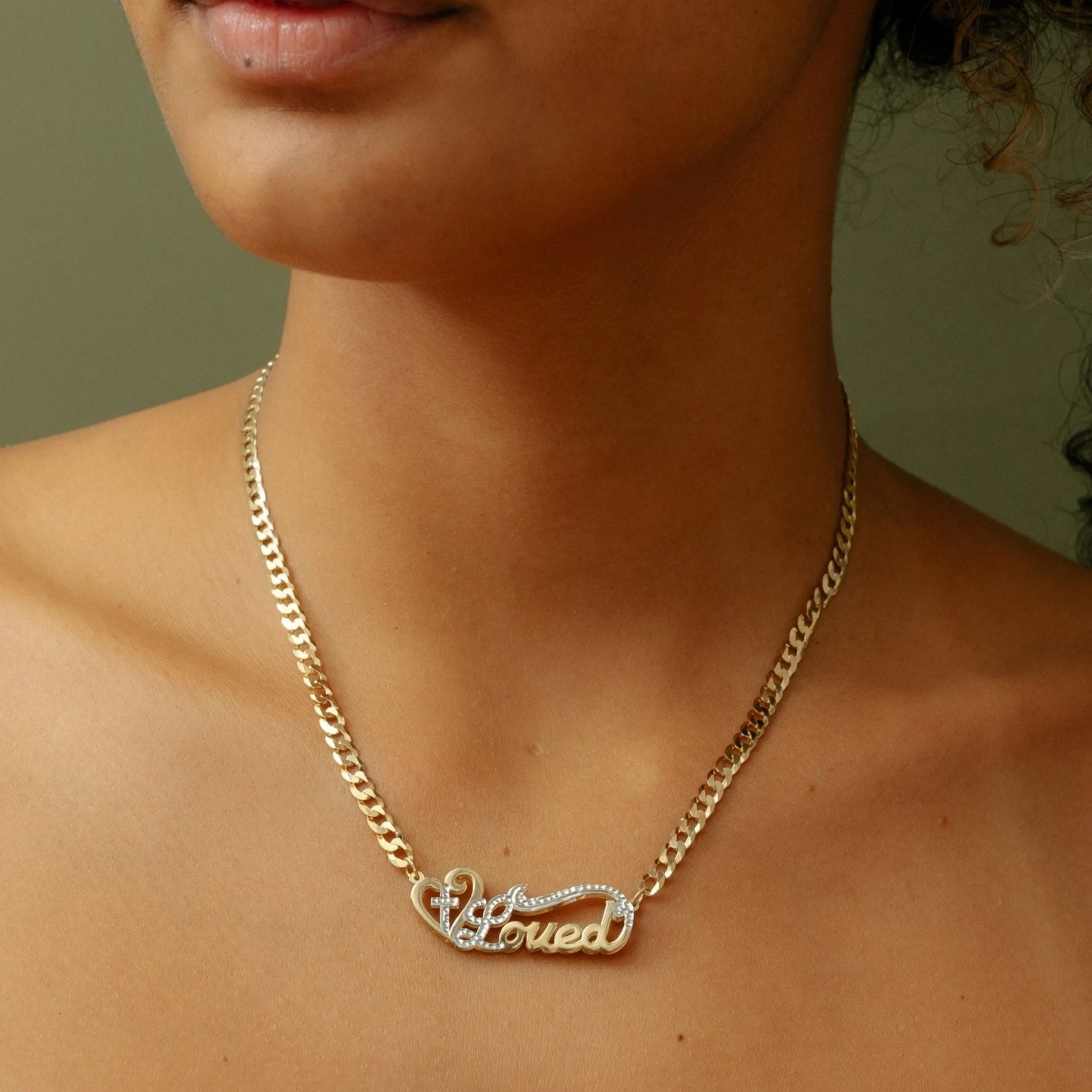 Double Plated Cross Name Necklace - Image 3
