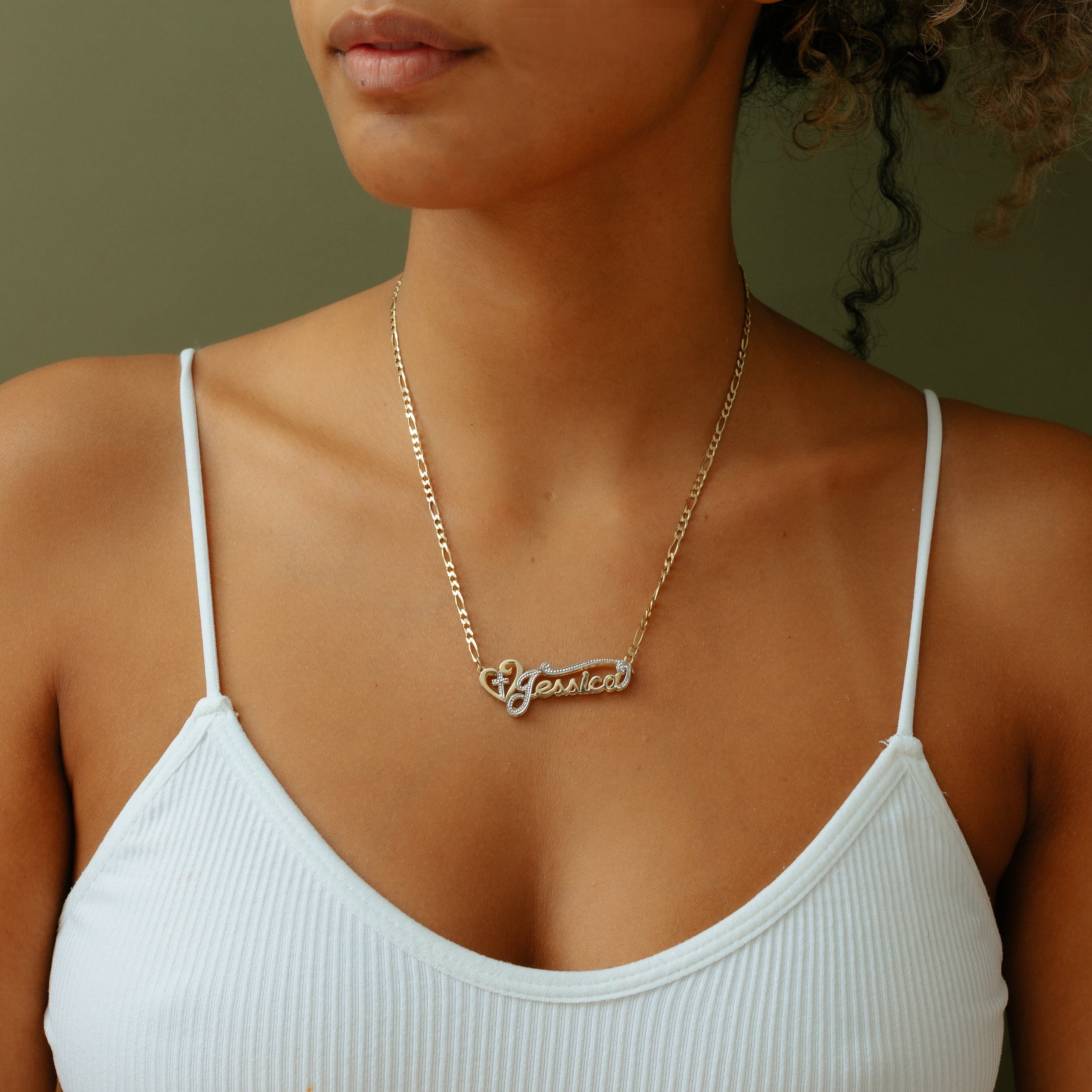 Double Plated Cross Name Necklace - Image 4