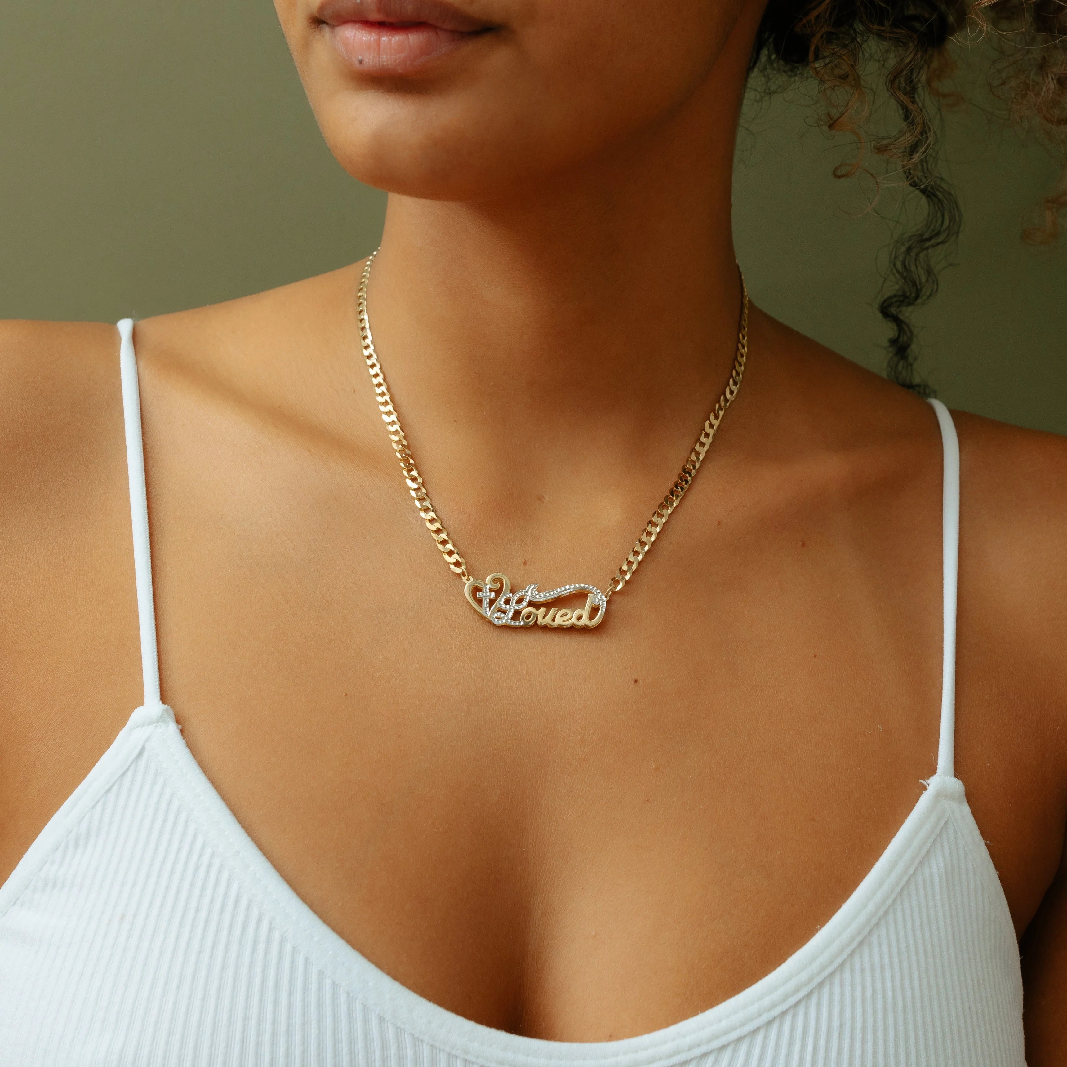 Double Plated Cross Name Necklace - Image 5