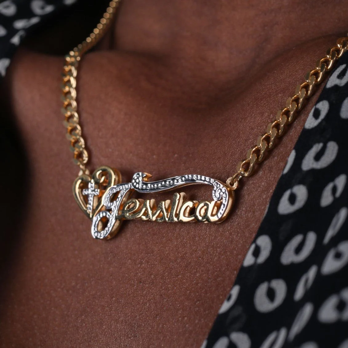 Double Plated Cross Name Necklace - Image 6