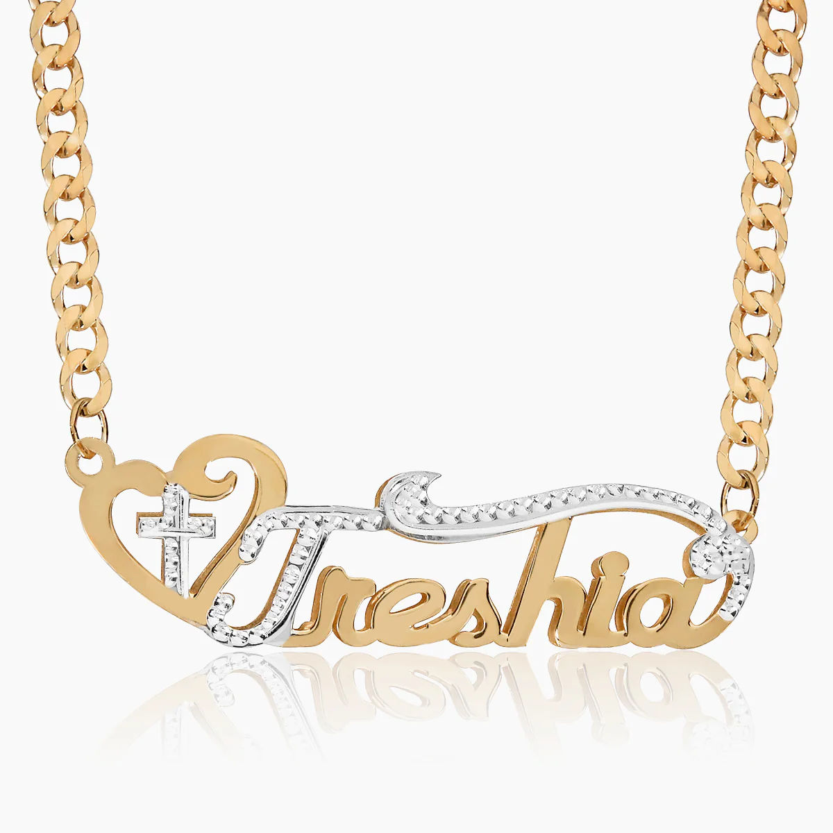 Double Plated Cross Name Necklace - Image 7
