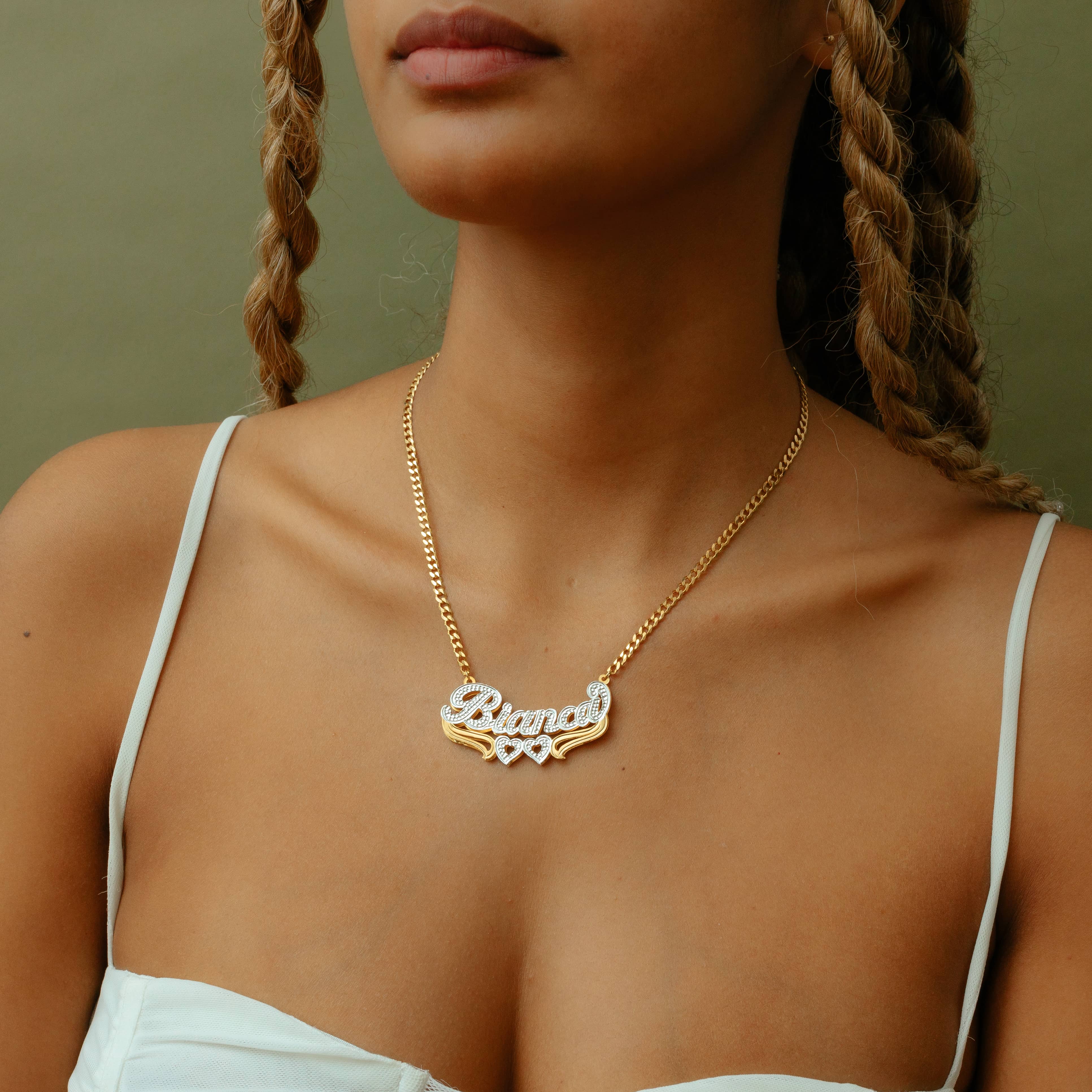 Double Plated Heart Name Necklace - Image 4
