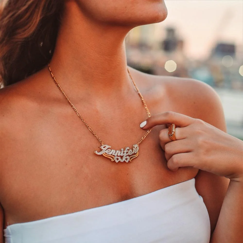 Double Plated Heart Name Necklace - Image 8