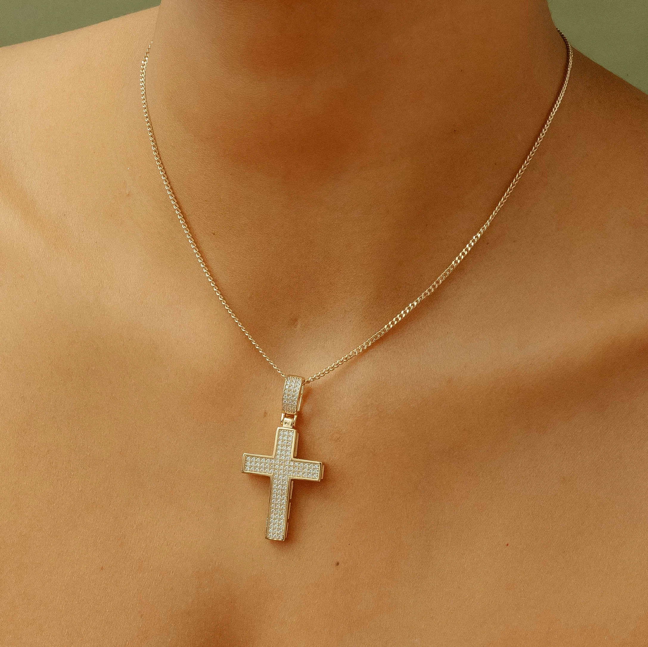 The Double Plated Iced Cross Pendant - Image 5