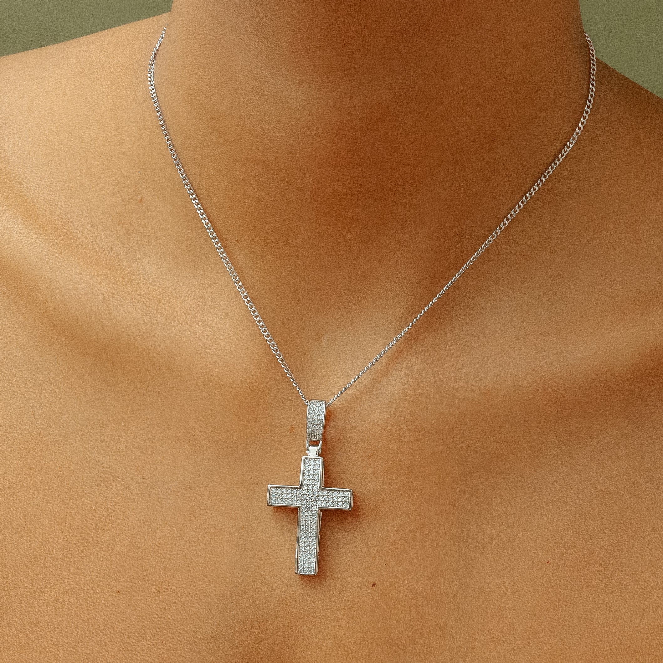 The Double Plated Iced Cross Pendant - Image 7