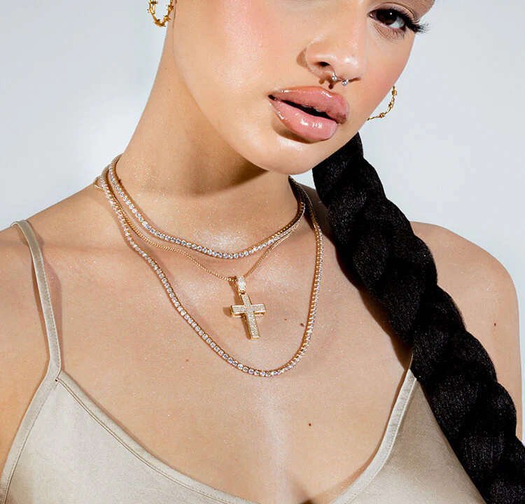 The Double Plated Iced Cross Pendant - Image 8