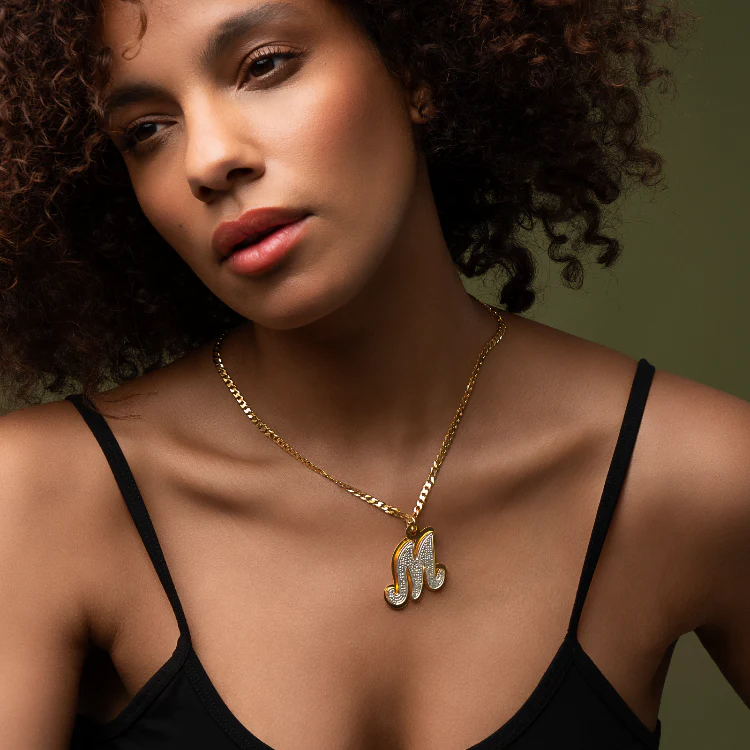 Double Plated Iced Out Initial Necklace - Image 3