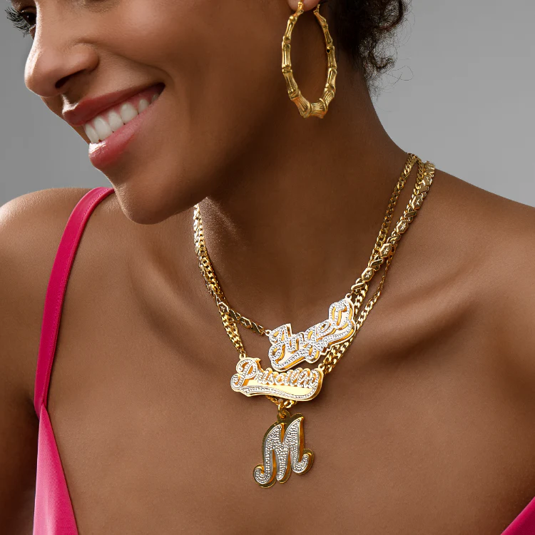 Double Plated Iced Out Initial Necklace - Image 4