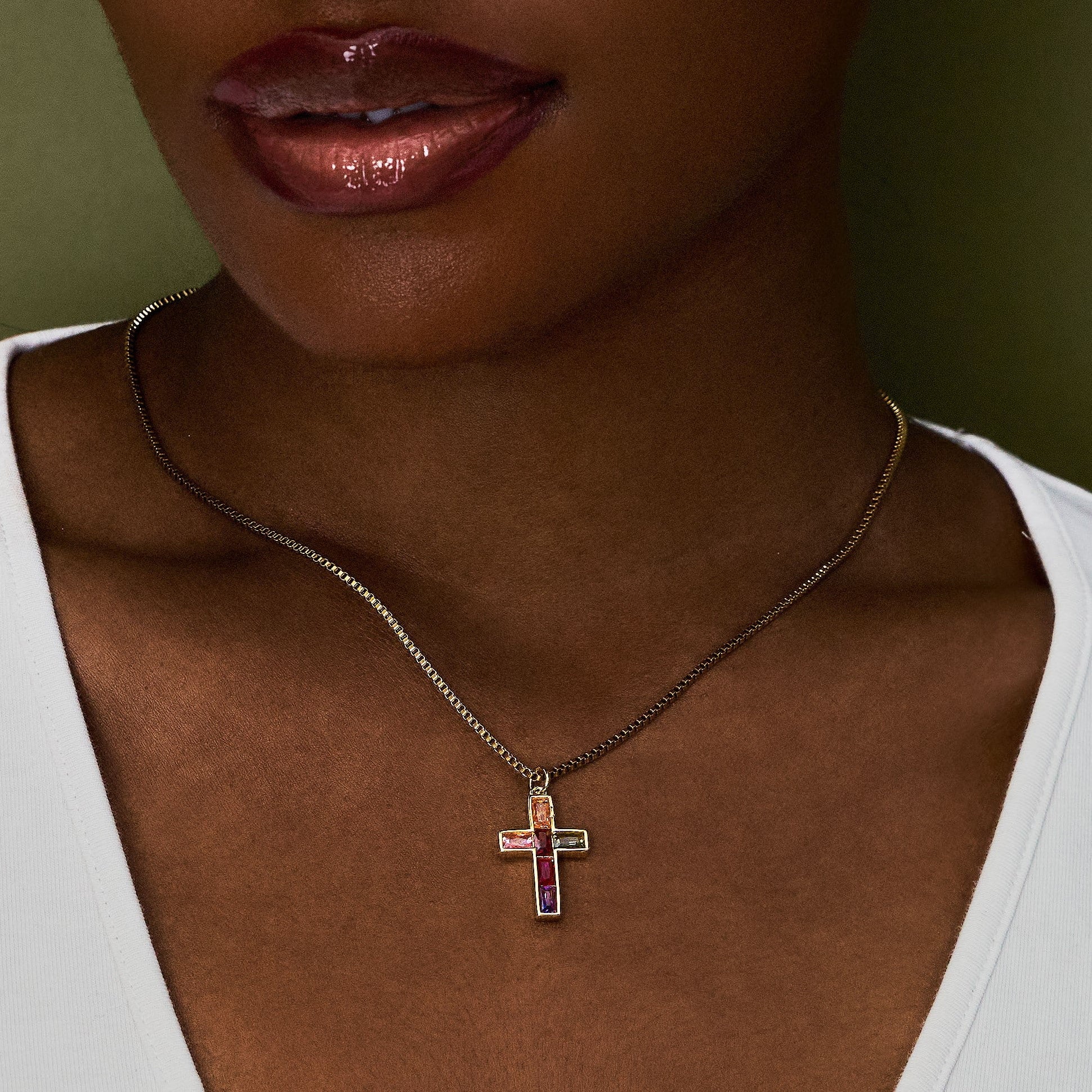 Fine Rainbow Cross Pendant - Image 4