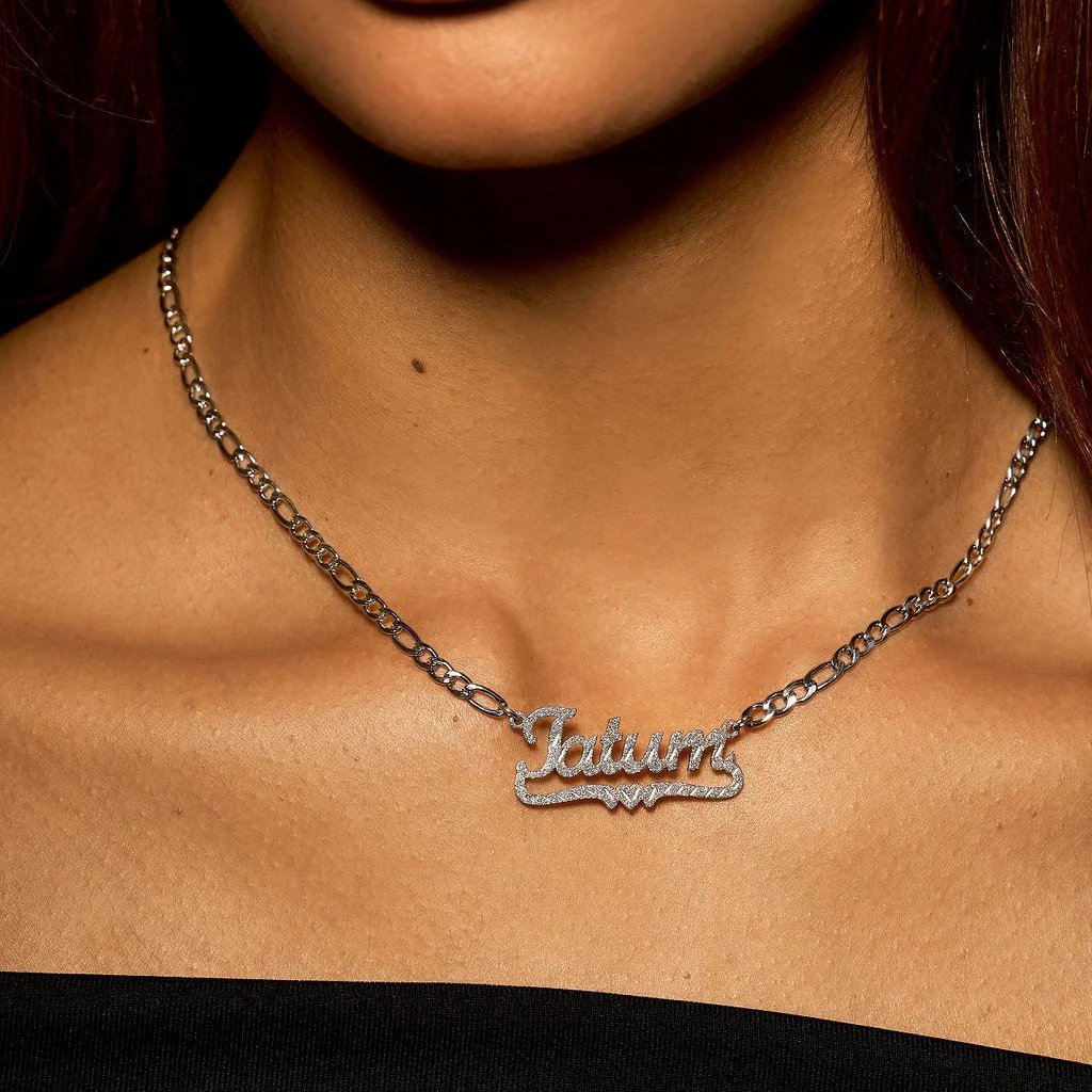 Frosted Diamond Cut Name Necklace - Image 3