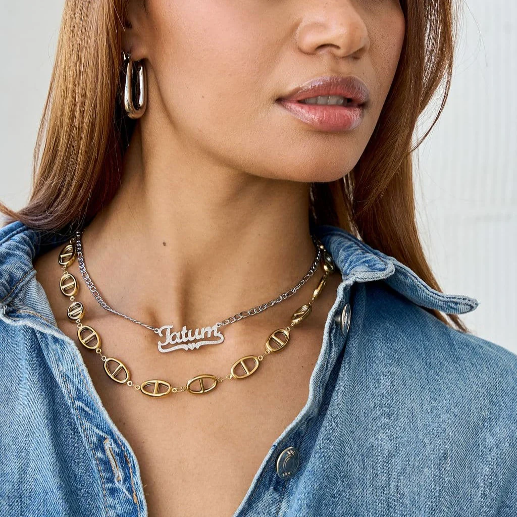 Frosted Diamond Cut Name Necklace - Image 4