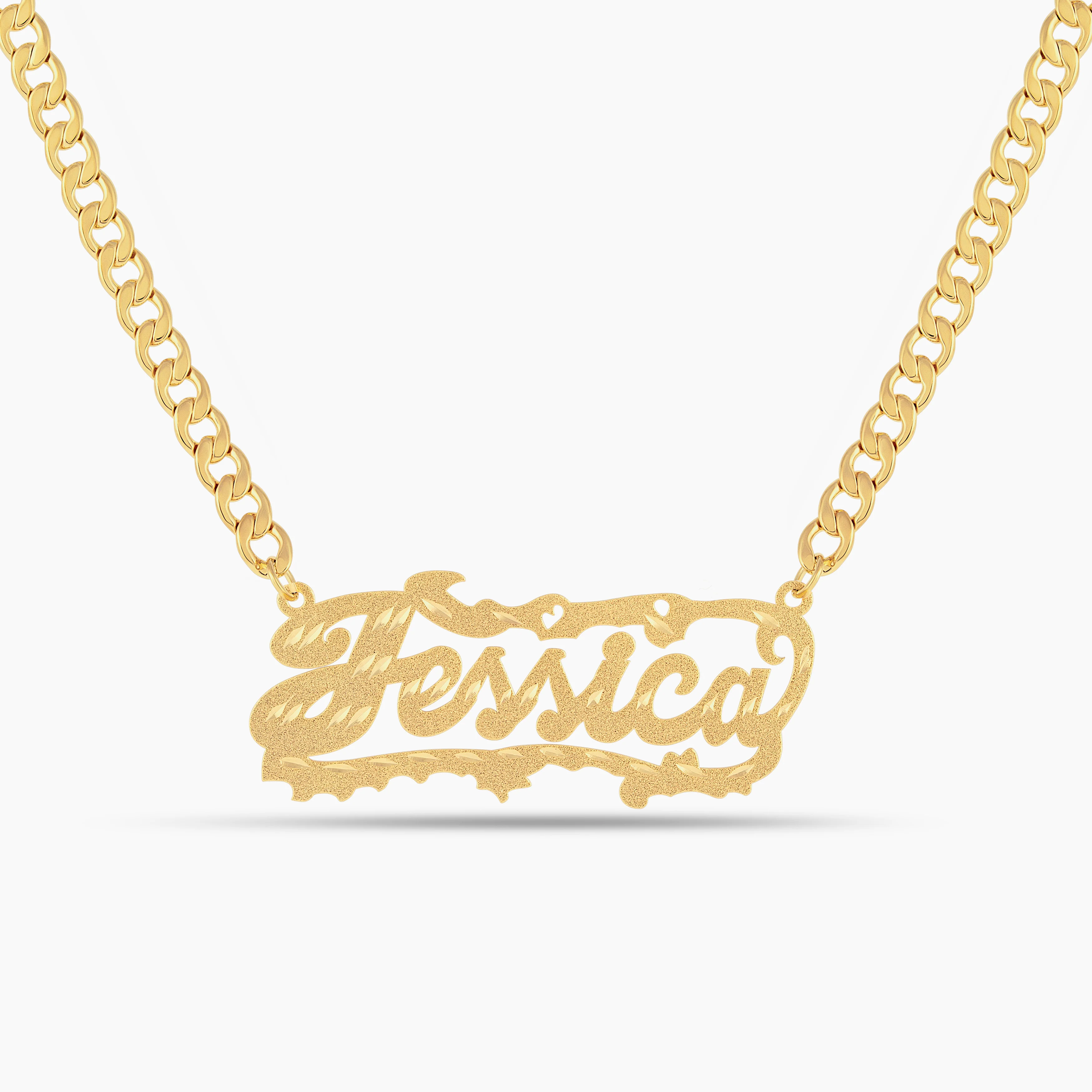 Diamond Cut Golden Lace Name Necklace - Image 7