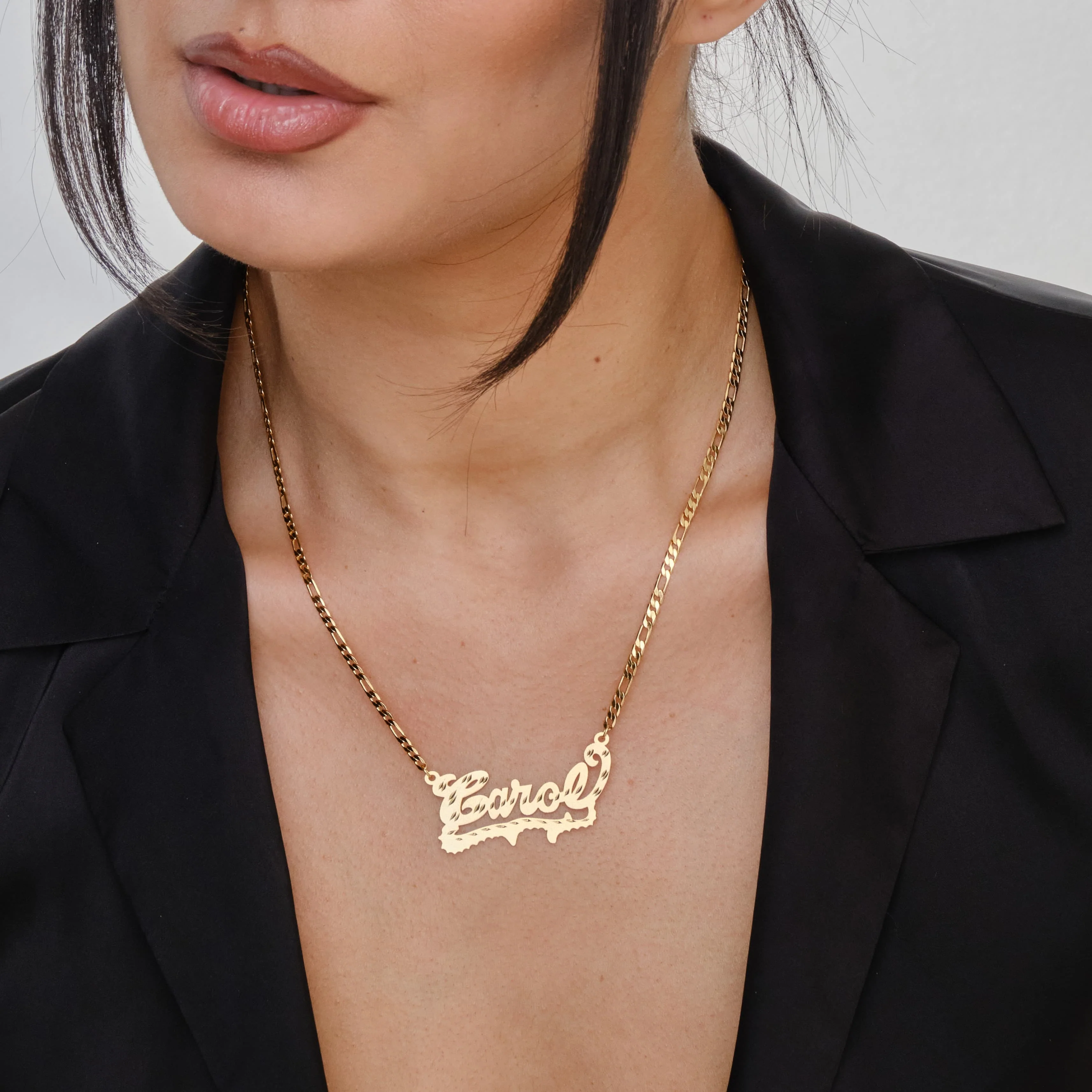 Diamond Cut Golden Scroll Name Necklace - Image 3