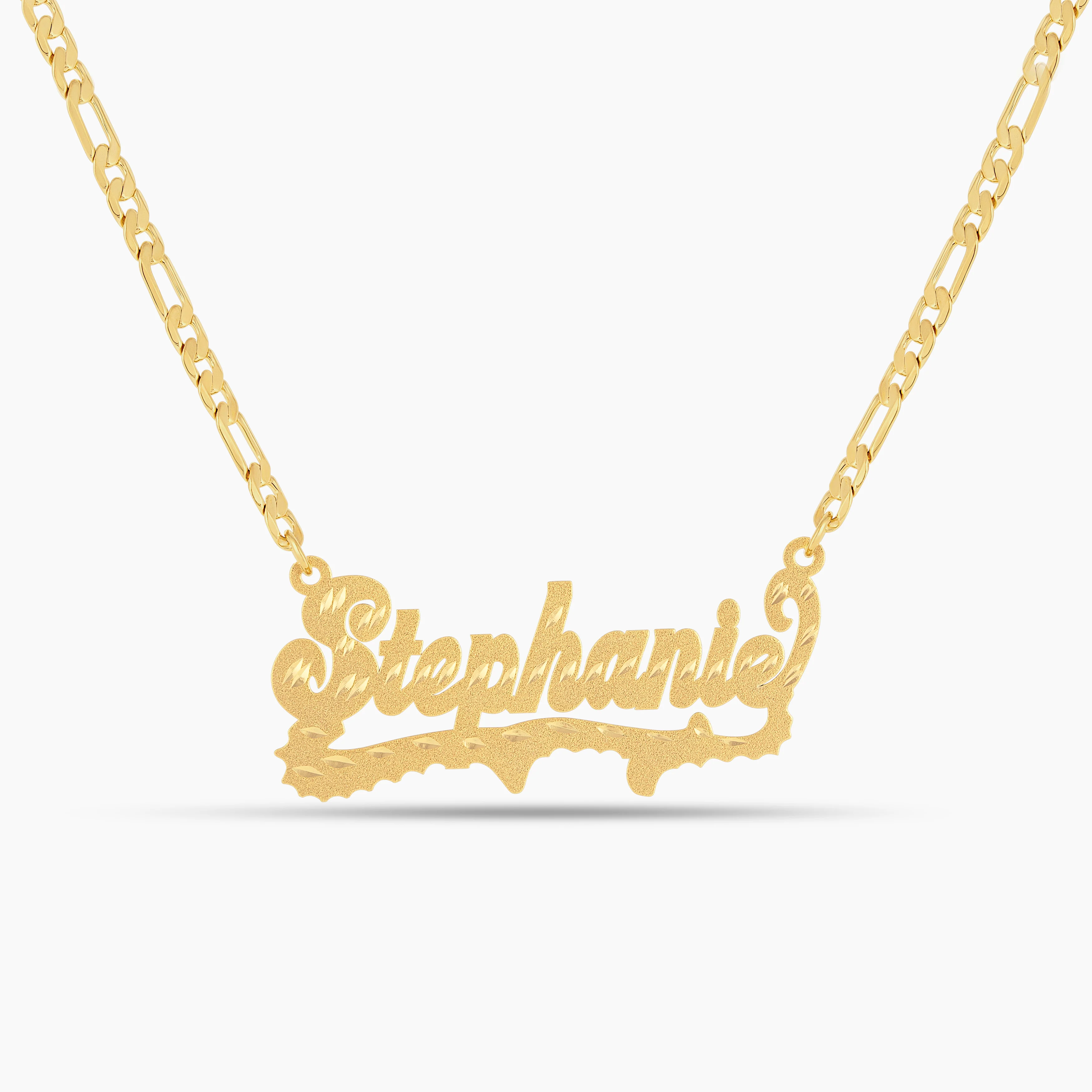 Diamond Cut Golden Scroll Name Necklace - Image 6