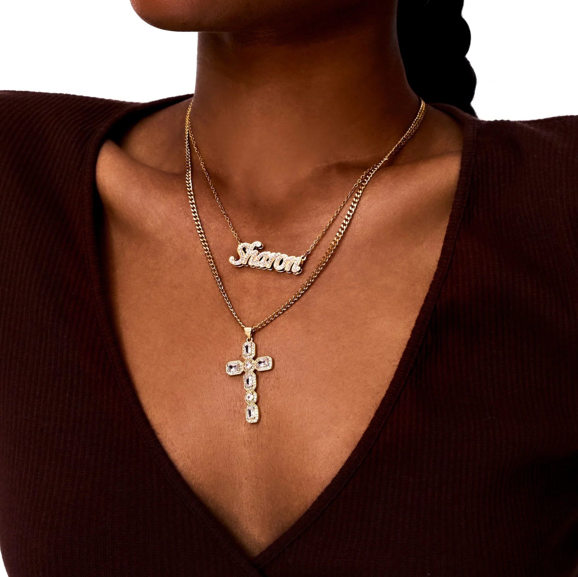 Halo CZ Cross Pendant - Image 3