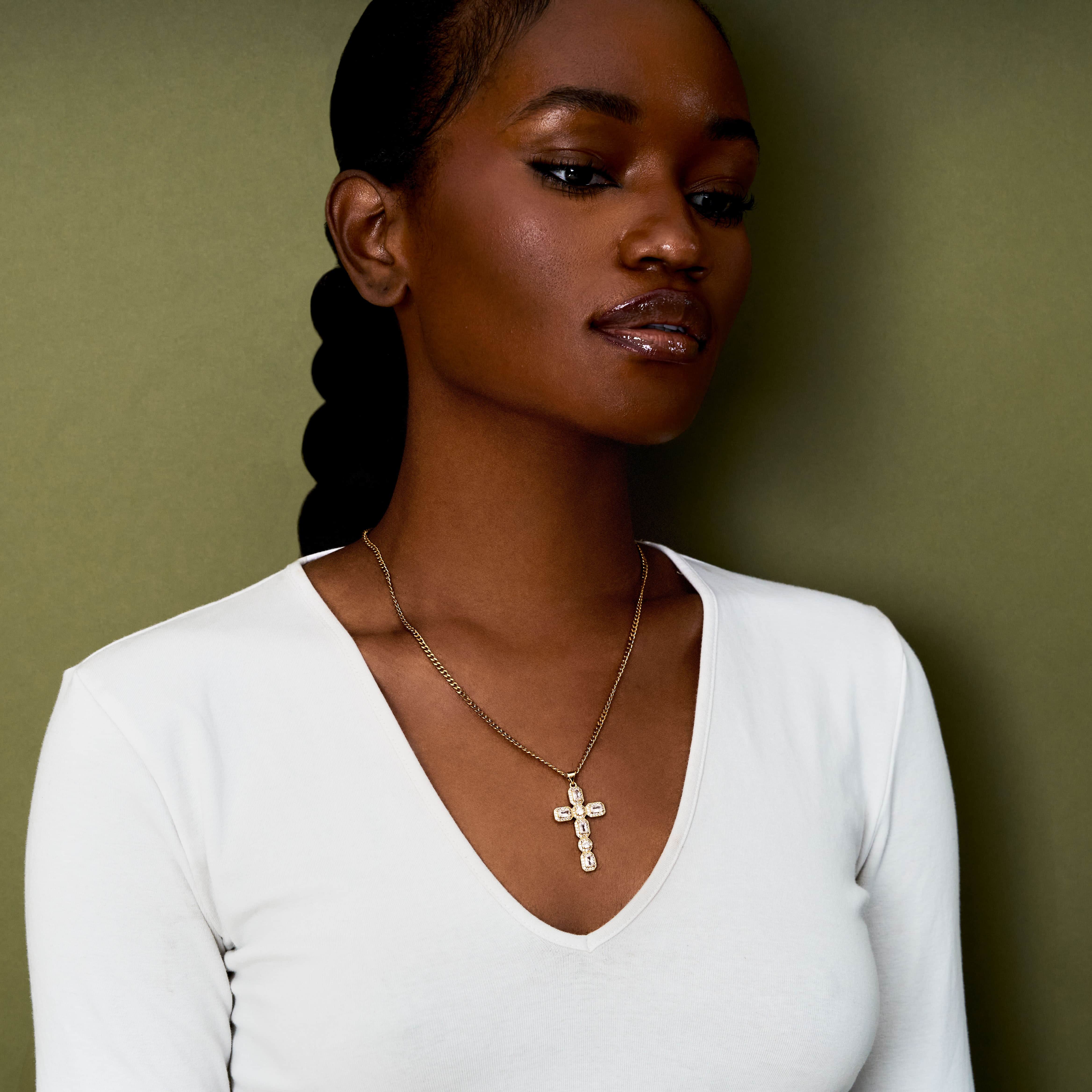 Halo CZ Cross Pendant - Image 5