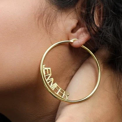 Block Name Hoop Earrings - Image 3