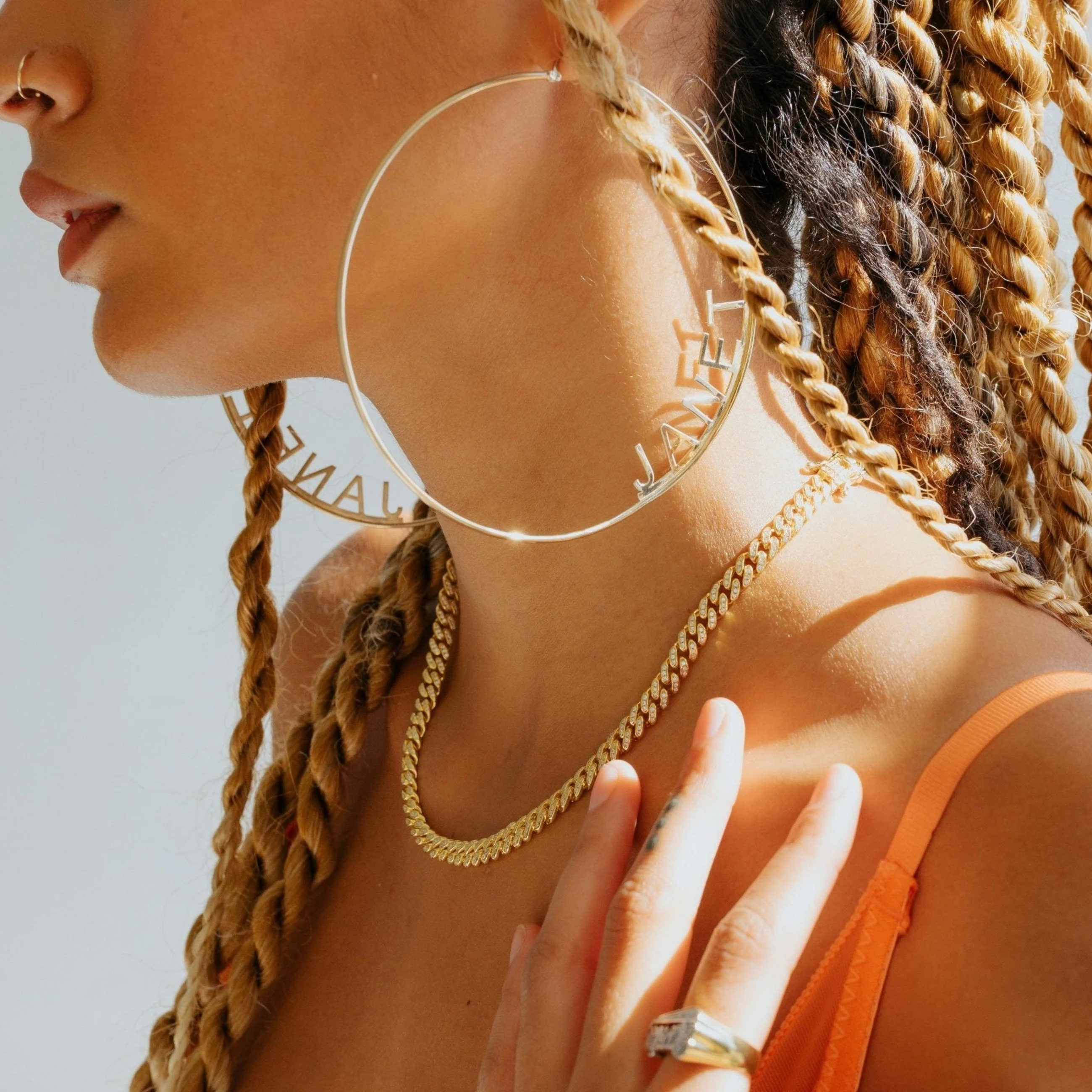 Block Name Hoop Earrings - Image 5