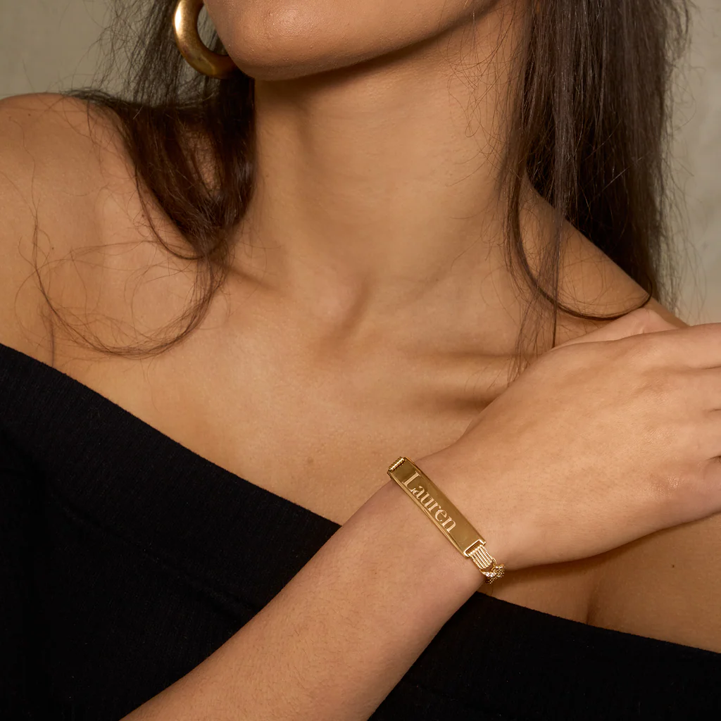 Iced Cuban Engraved Bar Bracelet - Image 3