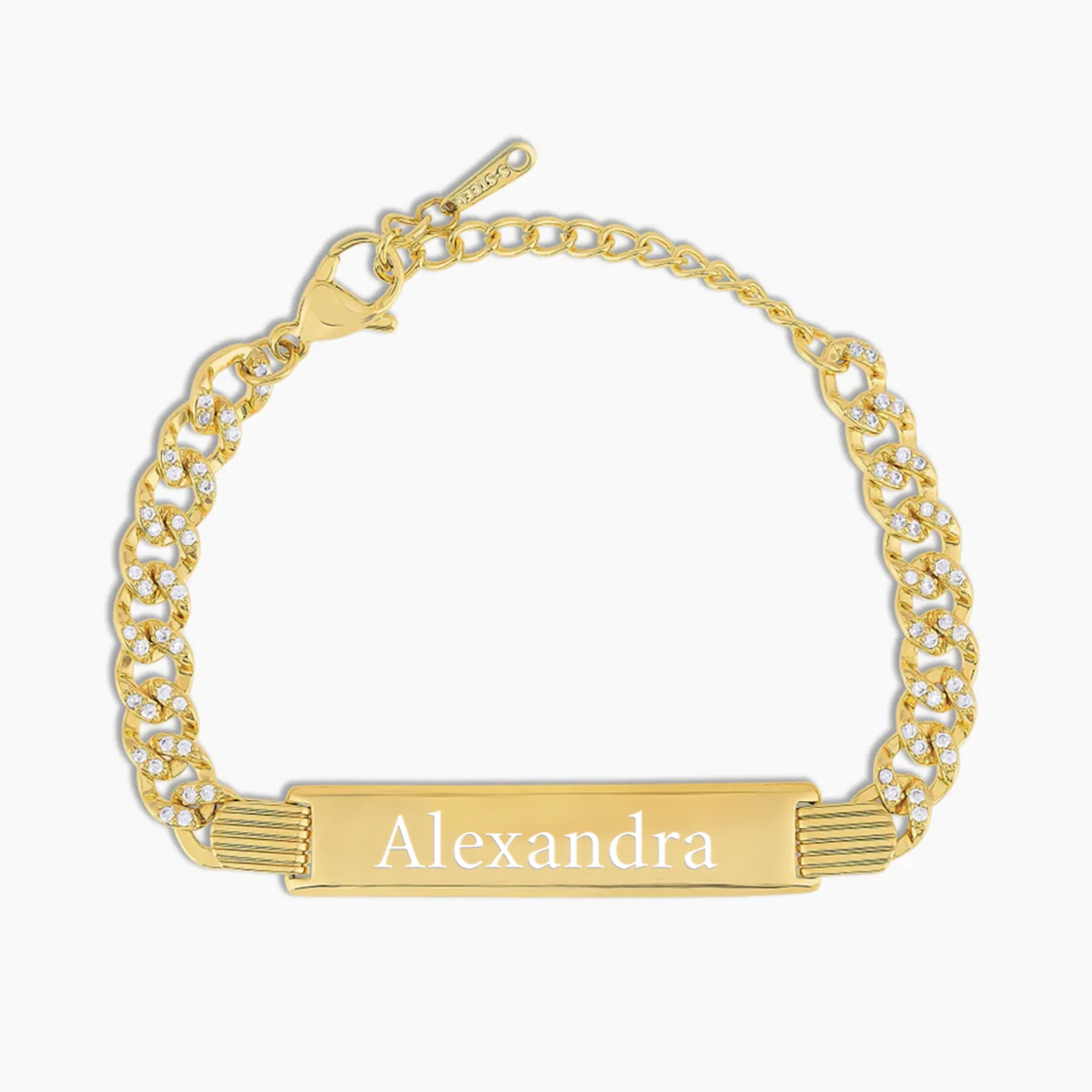 Iced Cuban Engraved Bar Bracelet - Image 4