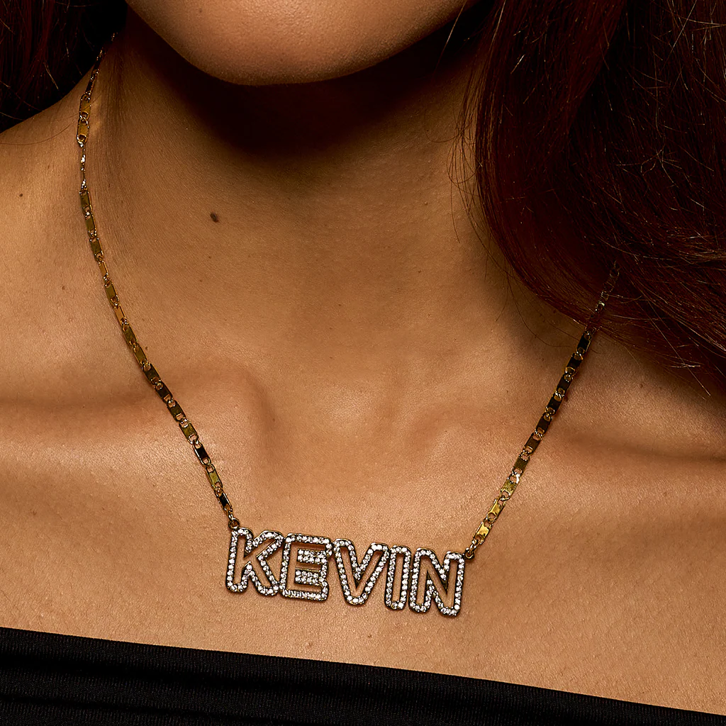 Iced Out Block Name Necklace - Image 3