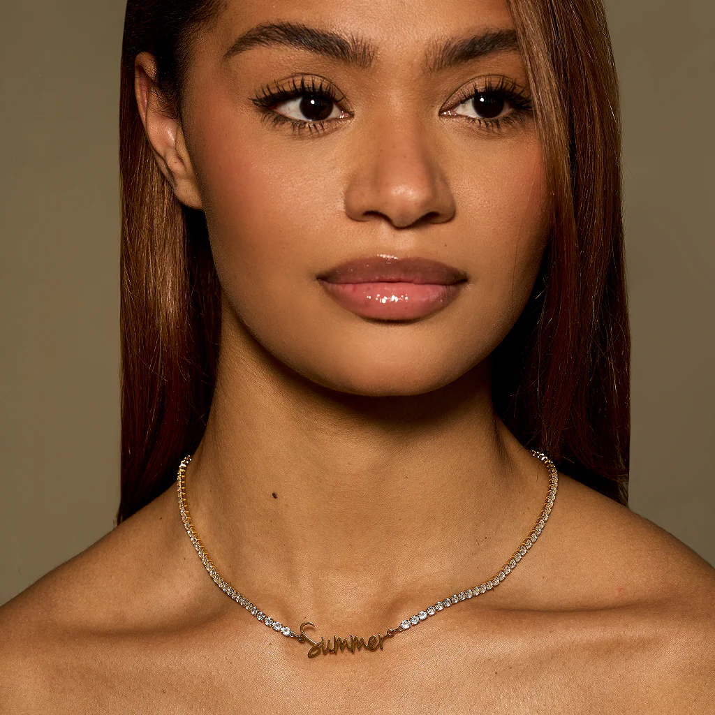 Luxury Script Name Necklace with Tennis Chain - Image 4