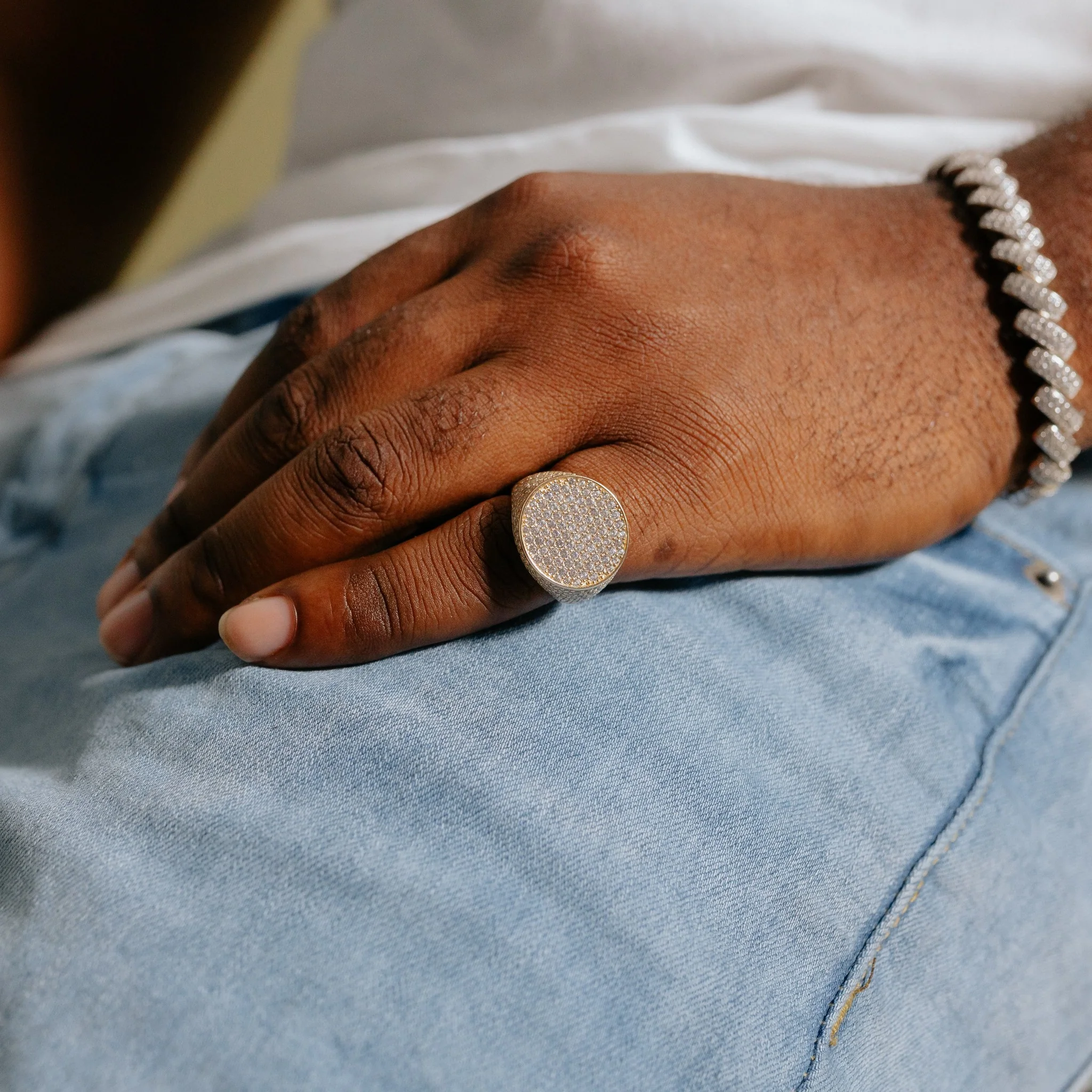 Men's Iced Signet Ring - Image 4