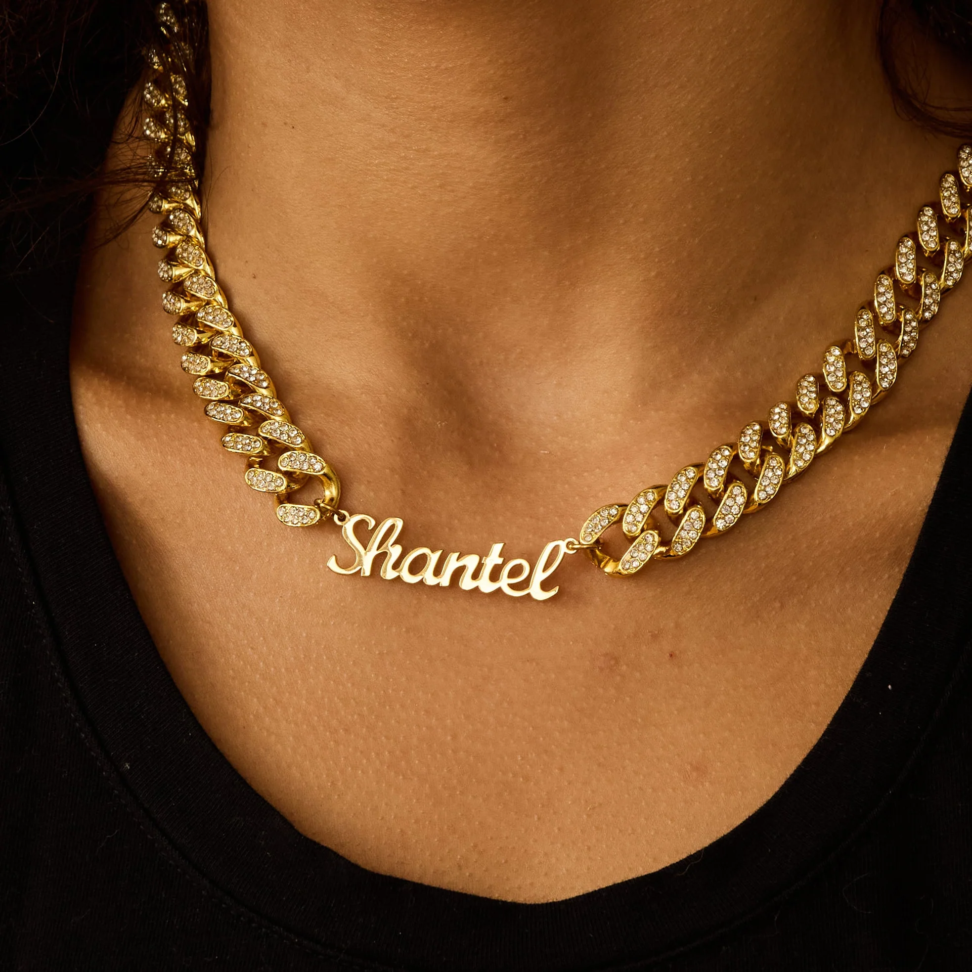 Signature Name Necklace with Chunky Iced Cuban Chain - Image 5