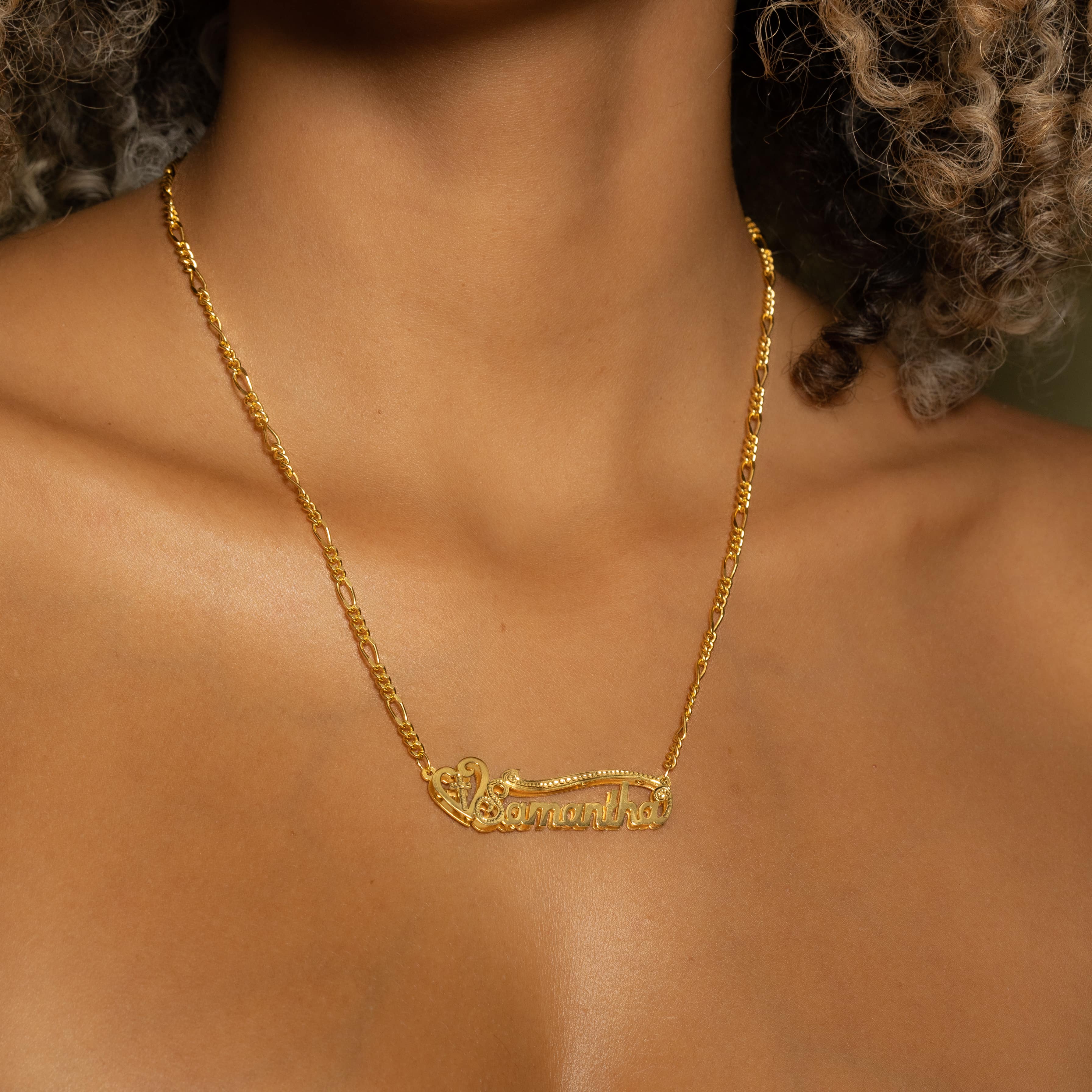 The Golden Double Plated Cross Name Necklace - Image 4