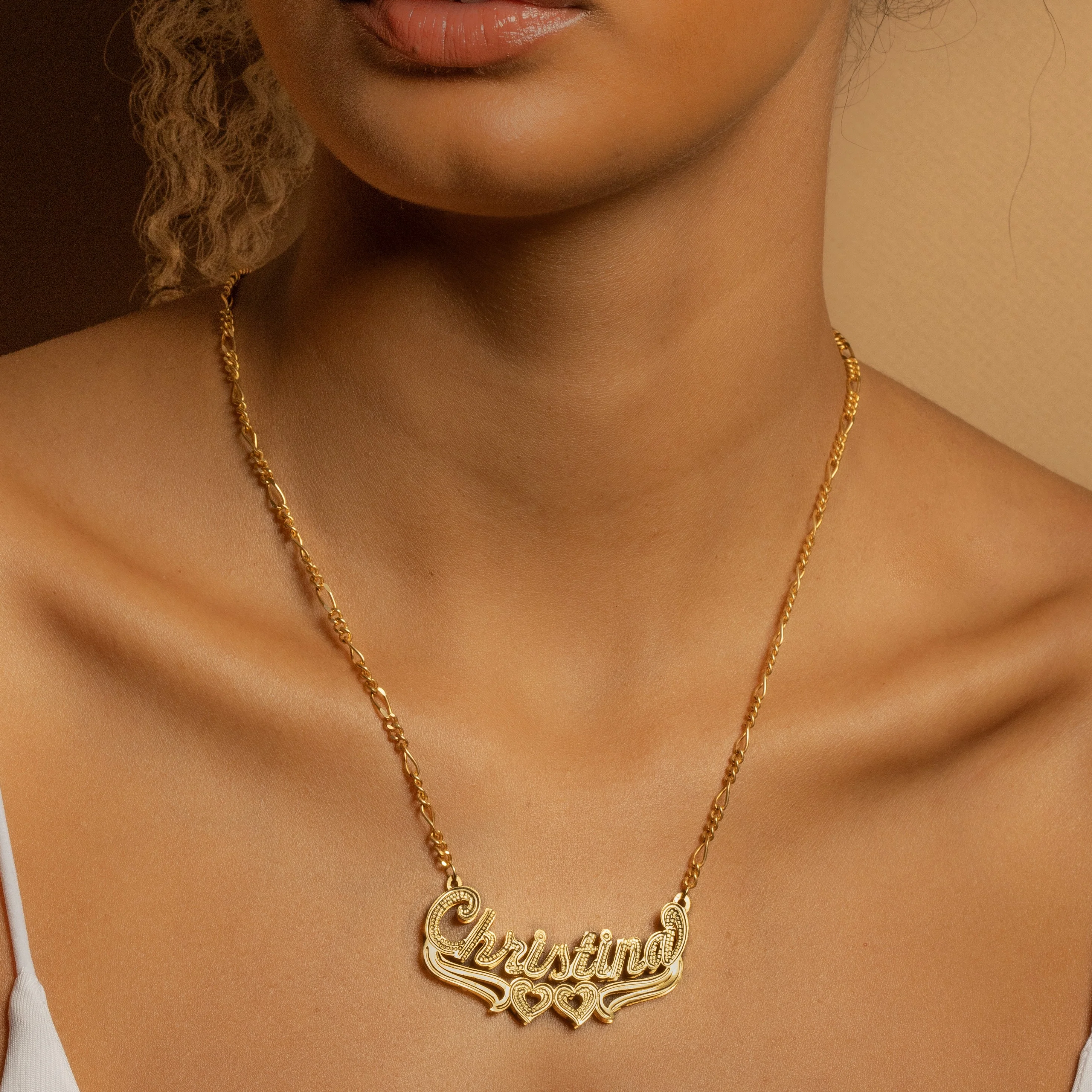 The Golden Double Plated Heart Name Necklace - Image 3